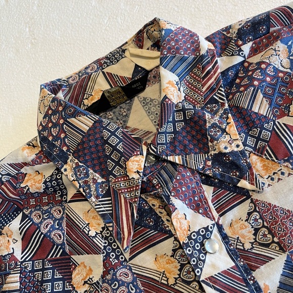 Sears Other - Vintage Sears Western Wear Pearl Snap Short Sleeve Geometric Casual Shirt 16.5 L